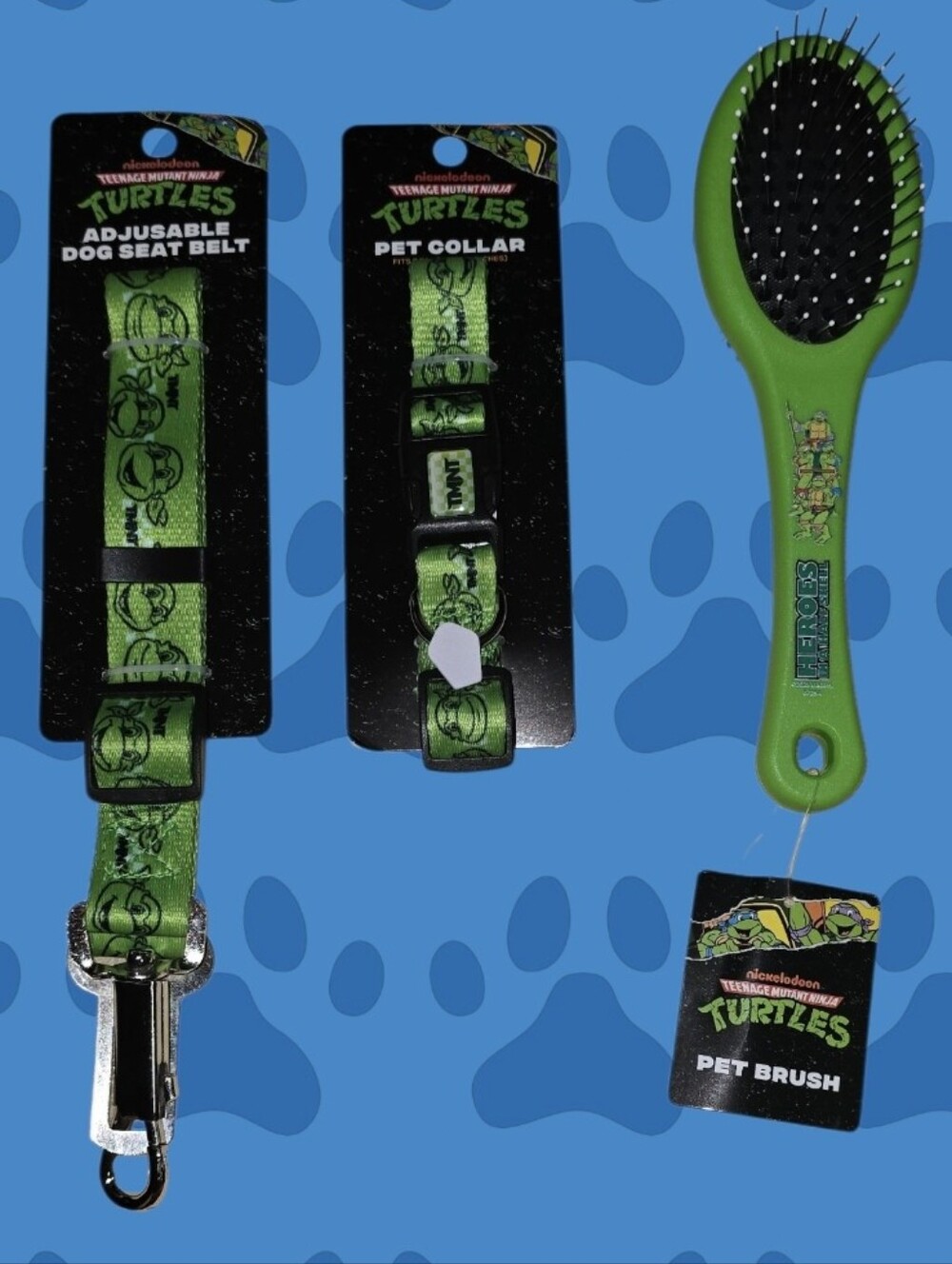 Teenage Mutant Ninja Turtles  Green Pet Brush and Collar Set